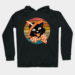 Vintage Halloween Black Cat Hoodie